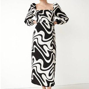& Other Stories: Square Neck Long Sleeve Midi Dress